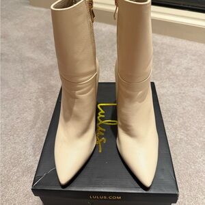 Lulu's Elegant Cream Heeled Boots